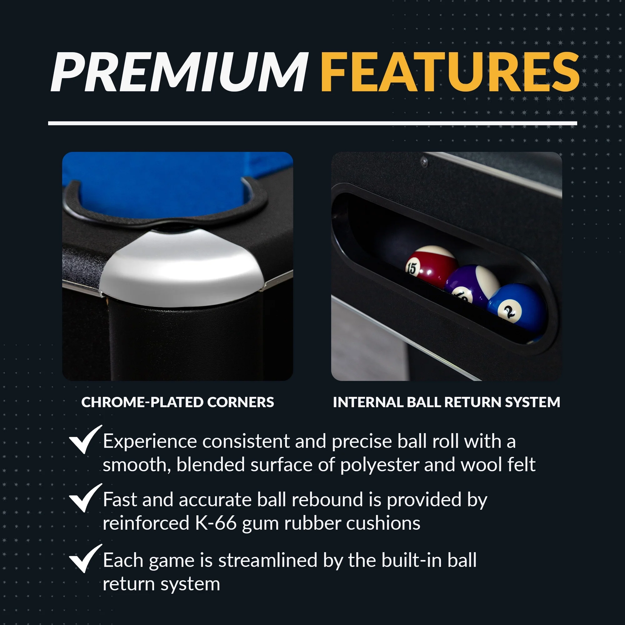 Hustler 7-Foot Pool Table with Blue Felt, Internal Ball Return System, Easy Assembly, Pool Cues and Chalk