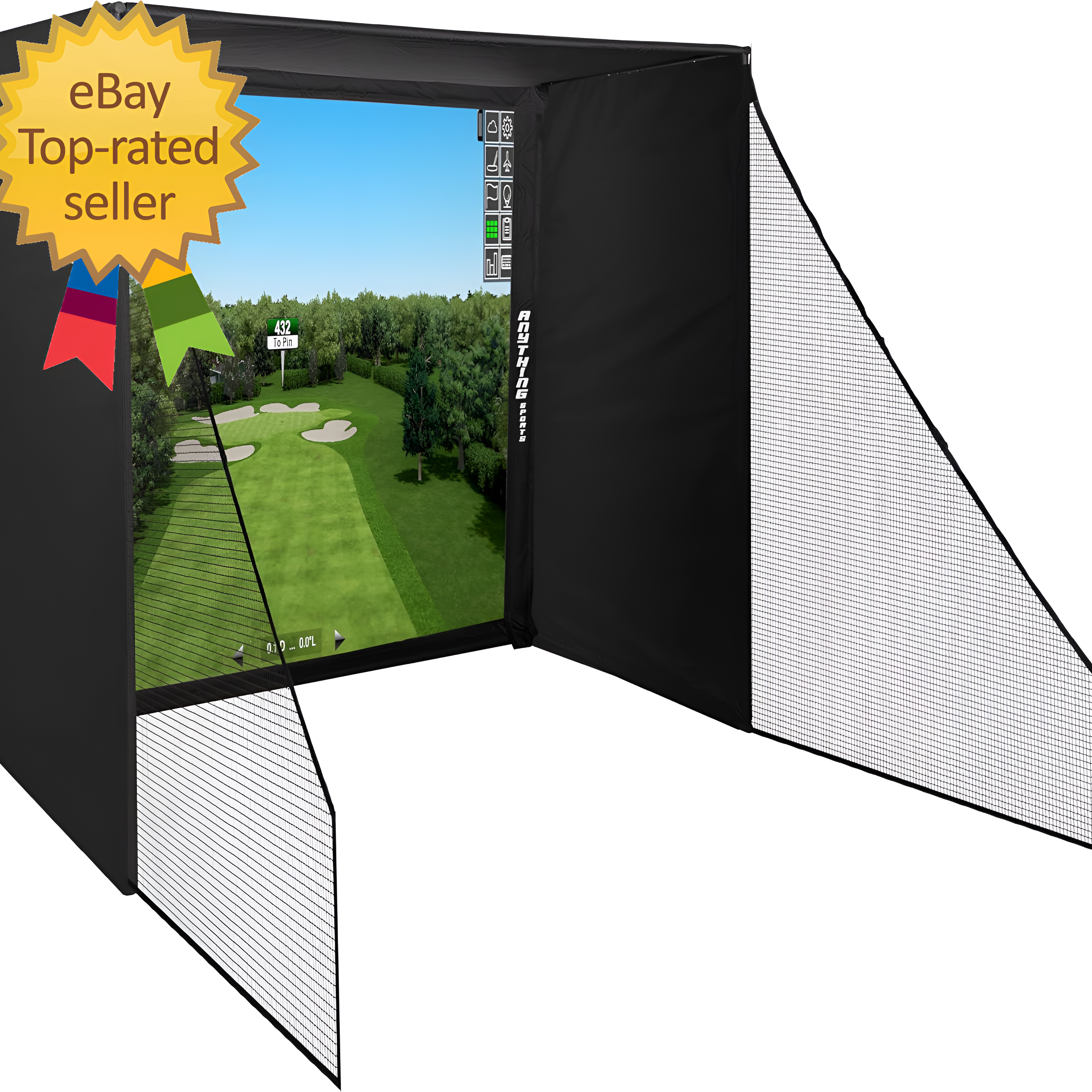 Golf Simulator Enclosure with Impact Netting and All Poles